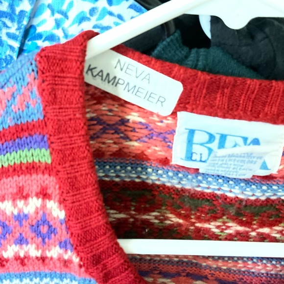 Petite Medium Fair Isle sweater, red and other colors - Picture 4 of 5